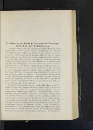 Frankreichs drahtlose Telegraphenverbindungen nach Welt- und Zentralafrika.
