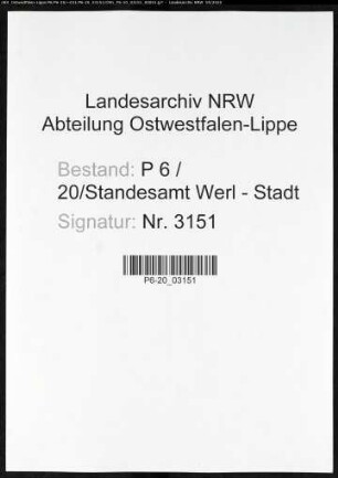 Sterberegister Standesamt Werl