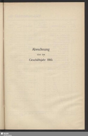 Abrechnung über das Geschäftsjahr 1910