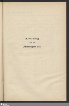 Abrechnung über das Geschäftsjahr 1910