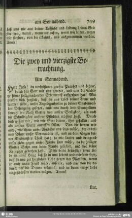Die zwey und vierzigste Betrachtung. Am Sonnabend