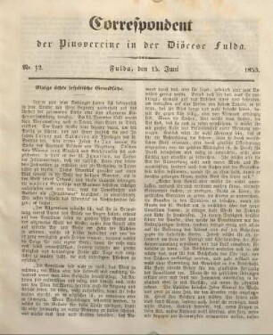 Nr. 12. Fulda, den 15. Juni