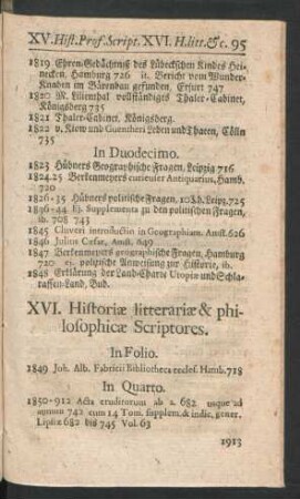 XVI. Historiae litterariae & philosophicae Scriptores