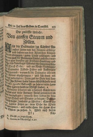 Die zwölffte Ursache. Von grossen Steuren Zöllen.