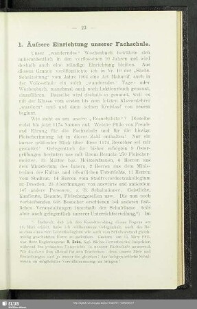 1. Äussere Einrichtung unserer Fachschule