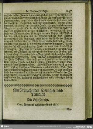 Am Neunzehenden Sonntage nach Trinitatis : Die Erste Predigt