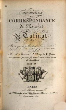 Mémoires et correspondance du Marechal de Catinat. 3