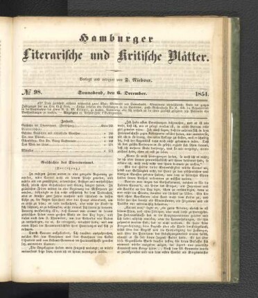 No. 98. 6. Dezember 1851