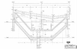 Ulm Hbf: U-Parkplatz Querschnitt: Luftkanal-Entw. zw.Reihe 5/6, Blatt Nr: U3-64 Empfangsgeb. U-Parkplatz
