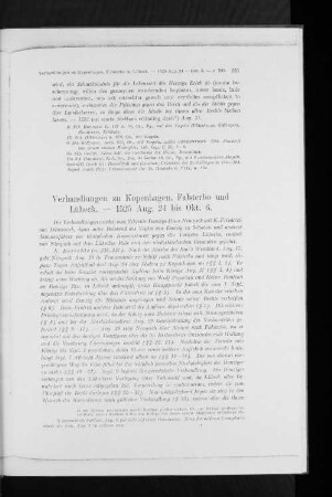 Verhandlungen zu Kopenhagen, Falsterbo und Lübeck. - 1525 Aug. 24 bis Okt. 6.
