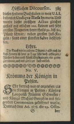No. V. Krönung der Königin in Pohlen.