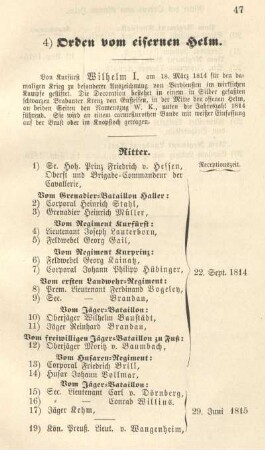 4) Orden vom eisernen Helm.