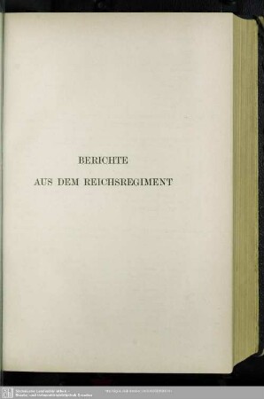 Berichte aus dem Reichsregiment
