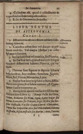 Liber Sextus. De Astronomia