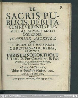 De sacris publicis, debita cum reverentia praesentisq[ue] numinis metu colendis