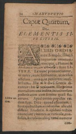 Caput Quartum. De Elementis Sive Literis.