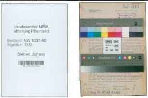 Entnazifizierung Johann Sieben , geb. 30.04.1891 (Steuersekretaer)