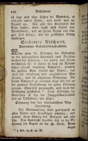 Siebenter Abschnitt. Besondere Sodalitätsandachten.