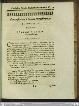 Exercitatio IV. Respondente Samuele Hosero, Sturgardiano