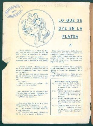 Lo que se oye en la platea
