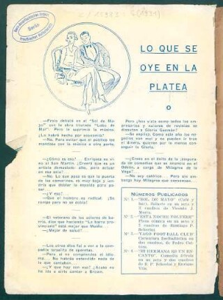 Lo que se oye en la platea