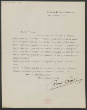 Brief an Ludwig Strecker (senior) und B. Schott's Söhne : 28.04.1916