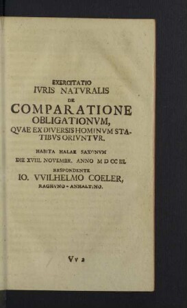 Exercitatio iuris naturalis de comparatione obligationum, quae ex diversis hominum statibus oriuntur.