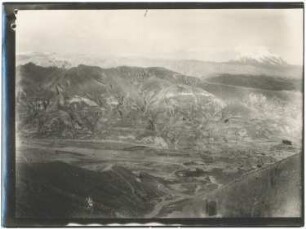 Blick von den Höhen bei La Paz über das Chuquiaguillo-Tal mit Illimani und Mururata im Hintergrund