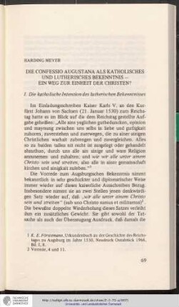Harding Meyer: Die Confessio Augustana als katholisches und lutherisches Bekenntnis - Ein Weg zur Einheit der Christen?