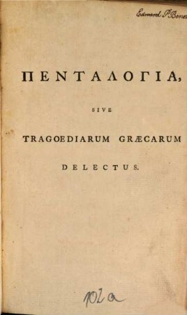 Pentalogia sive Tragoediarum Graecarum delectus. 1