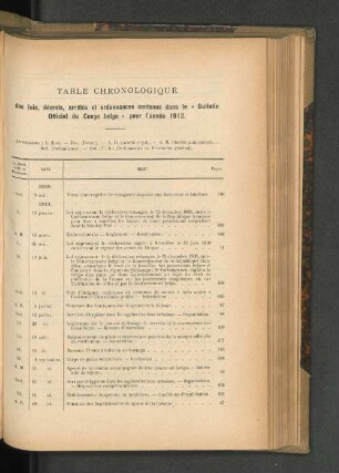 Table Chronologique.