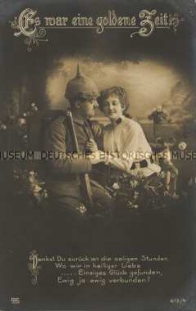 Frau und Soldat, mit Vers