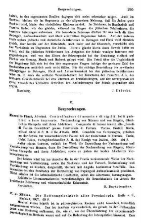 265, Marcello Finzi, Contrafazzione di monete e di sigilli, folli publici e loro impronte, 1906