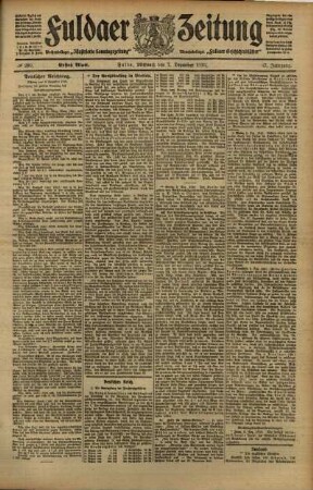 Erste Ausgabe vom Mittwoch, den 07. Dezember 1910.