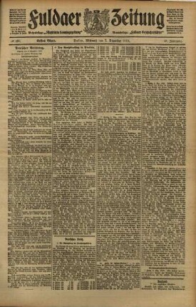 Erste Ausgabe vom Mittwoch, den 07. Dezember 1910.