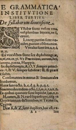 Emmanuelis Alvari e Societate Iesv Grammaticarvm Institvtionvm, 3. De syllabarum dimensione, &c.
