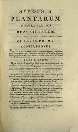 Synopsis plantarum in Flora Gallica descriptarum