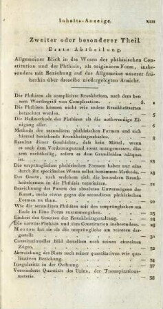 Zweiter oder besonderer Theil. Erste Abtheilung