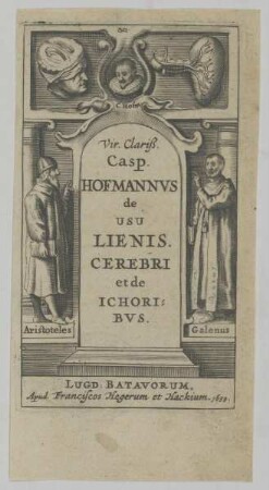 Bildnis des C. Hofm., gemeinsam dargestellt mit Aristoteles und Galenus