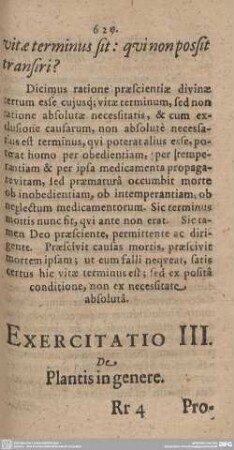 Exercitatio III. De Plantis in genere.