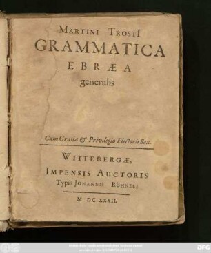 Martini Trosti[i] Grammatica Ebraea generalis
