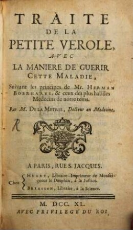 Traité de la petite verole