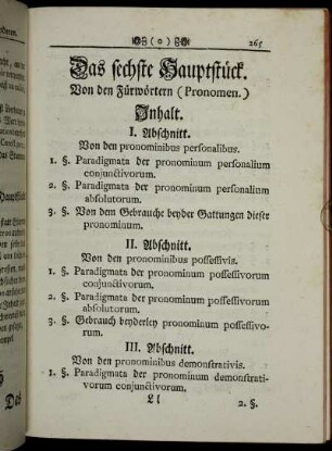 Das sechste Hauptstück. Von den Fürwörtern (Pronomen.)