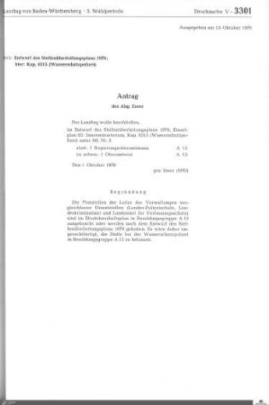 Drucksachen 3301-3600: Anträge, Anfragen, Gesetzentwürfe