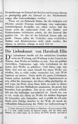 Die Liebeskunst/ von Havelock Ellis