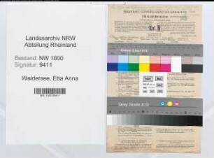 Entnazifizierung Etta Anna Von Waldersee, geb. 22.11.1902 (Sachbearbeiterin)