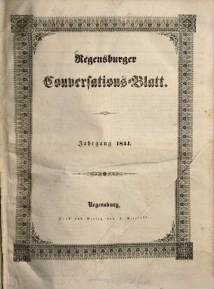 Regensburger Conversations-Blatt, 1844
