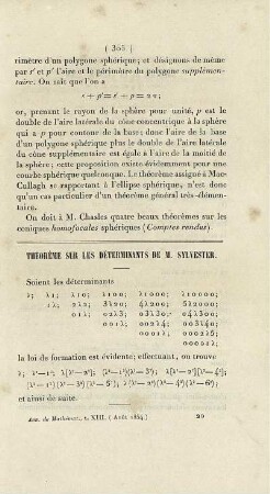 Théorème sur les déterminants de M. Sylvester.