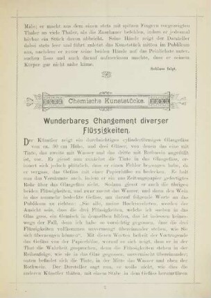 Chemische Kunststücke.
