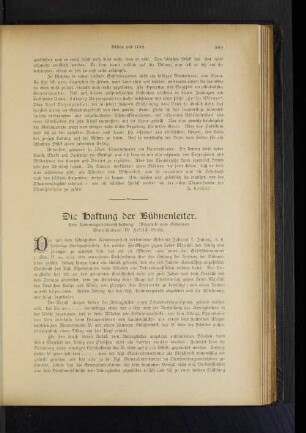 Die Haftung der Bühnenleiter